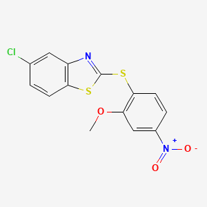 molecular formula C14H9ClN2O3S2 B8372057 5-Chloro-2-(2-methoxy-4-nitro-phenylsulfanyl)-benzothiazole 
