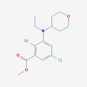 molecular formula C15H19BrClNO3 B8372283 methyl 2-bromo-5-chloro-3-(ethyl(tetrahydro-2H-pyran-4-yl)amino)benzoate 