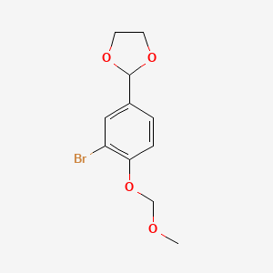 molecular formula C11H13BrO4 B8372317 2-[3-Bromo-4-(methoxymethoxy)phenyl]-1,3-dioxolane 