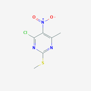 molecular formula C6H6ClN3O2S B8372329 4-Chloro-6-methyl-2-(methylthio)-5-nitropyrimidine 