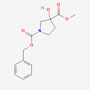 molecular formula C14H17NO5 B8372352 1-Benzyl 3-methyl 3-hydroxypyrrolidine-1,3-dicarboxylate 