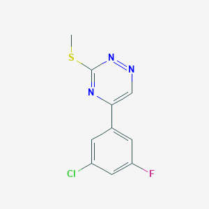 molecular formula C10H7ClFN3S B8372424 3-(Methylsulfanyl)-5-(3-chloro-5-fluorophenyl)-1,2,4-triazine 