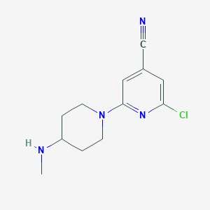 molecular formula C12H15ClN4 B8372467 2-Chloro-6-[4-(methylamino)piperidin-1-yl]isonicotinonitrile 