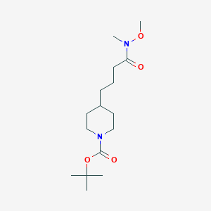 molecular formula C16H30N2O4 B8372508 4-[4-(Methylmethoxyamino)-4-oxobutyl]piperidine-1-carboxylic acid tert-butyl ester 