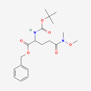 molecular formula C19H28N2O6 B8372671 2-Tert-butoxycarbonylamino-4-(methoxy-methyl-carbamoyl)-butyric acid benzyl ester 