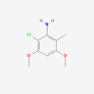 molecular formula C9H12ClNO2 B8372774 2-Chloro-3,5-dimethoxy-6-methyl-phenyl-amine 