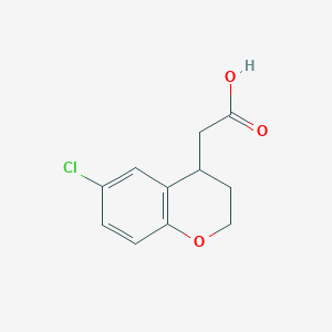 molecular formula C11H11ClO3 B8372782 6-chloro-3,4-dihydro-2H-1-benzopyran-4-acetic acid 
