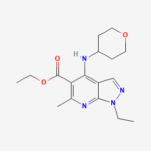 Ethyl 1-ethyl-6-methyl-4-(tetrahydro-2H-pyran-4-ylamino)-1H-pyrazolo[3,4-b]pyridine-5-carboxylate