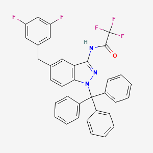 molecular formula C35H24F5N3O B8372892 N-(5-(3,5-difluorobenzyl)-1-trityl-1H-indazol-3-yl)-2,2,2-trifluoroacetamide 