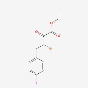 molecular formula C12H12BrIO3 B8372933 Ethyl 3-bromo-4-(4-iodophenyl)-2-oxobutanoate 
