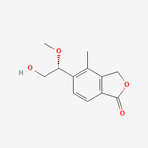 molecular formula C12H14O4 B8372967 (R)-5-(2-Hydroxy-1-methoxyethyl)-4-methylisobenzofuran-1(3H)-one 