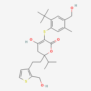3-(2-tert-Butyl-4-hydroxymethyl-5-methyl-phenylsulfanyl)-4-hydroxy-6-[2-(2-hydroxymethyl-thiophen-3-yl)-ethyl]6-isopropyl-5,6-dihydro-pyran-2-one