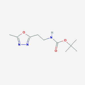 molecular formula C10H17N3O3 B8372995 [2-(5-Methyl-[1,3,4]oxadiazol-2-yl)-ethyl]-carbamic acid tert-butyl ester 