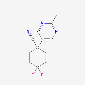 molecular formula C12H13F2N3 B8373152 4,4-Difluoro-1-(2-methylpyrimidin-5-yl)cyclohexanecarbonitrile 