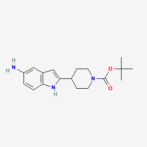 molecular formula C18H25N3O2 B8373426 tert-butyl 4-(5-amino-1H-indol-2-yl)piperidine-1-carboxylate 