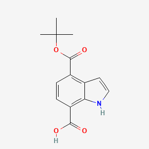 molecular formula C14H15NO4 B8373498 4-(tert-butoxycarbonyl)-1H-indole-7-carboxylic acid 