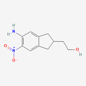 molecular formula C11H14N2O3 B8373528 2-(5-amino-6-nitro-2,3-dihydro-1H-inden-2-yl)ethanol 