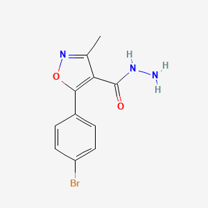 molecular formula C11H10BrN3O2 B8373542 5-(4-Bromo-phenyl)-3-methyl-isoxazole-4-carboxylic acid hydrazide 