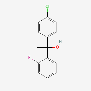 molecular formula C14H12ClFO B8373567 1-(4-Chlorophenyl)-1-(2-fluorophenyl)-ethanol 