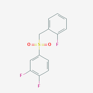 molecular formula C13H9F3O2S B8373582 1,2-Difluoro-4-[(2-fluorophenyl)methanesulfonyl]benzene 