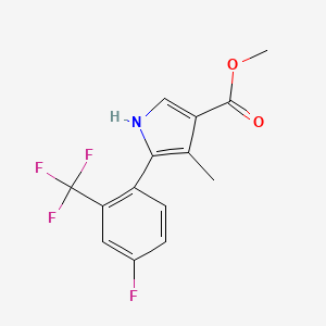 molecular formula C14H11F4NO2 B8373810 methyl 5-[4-fluoro-2-(trifluoromethyl)phenyl]-4-methyl-1H-pyrrole-3-carboxylate 