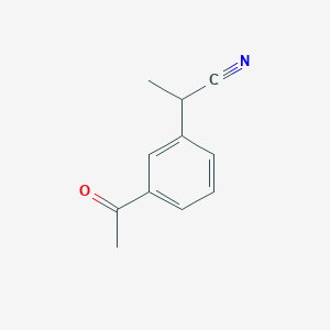 molecular formula C11H11NO B8373843 2-(3-Acetylphenyl)propanenitrile 