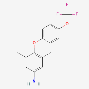 molecular formula C15H14F3NO2 B8373877 4-(4-Trifluoromethoxyphenoxy)-3,5-dimethylaniline 
