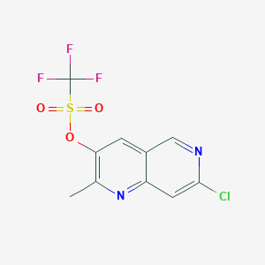 molecular formula C10H6ClF3N2O3S B8373967 7-Chloro-2-methyl-1,6-naphthyridin-3-yl trifluoromethanesulfonate 
