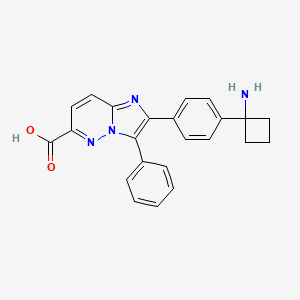 molecular formula C23H20N4O2 B8374012 2-[4-(1-Aminocyclobutyl)phenyl]-3-phenylimidazo[1,2-b]pyridazine-6-carboxylic acid 