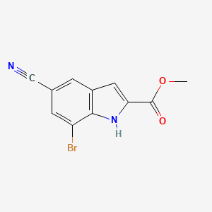 molecular formula C11H7BrN2O2 B8374142 methyl 7-bromo-5-cyano-1H-indole-2-carboxylate 