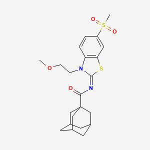 molecular formula C22H28N2O4S2 B8374244 Adamantane-1-carboxylic acid[6-methanesulfonyl-3-(2-methoxyethyl)-3H-benzothiazol-2-ylidene]-amide 