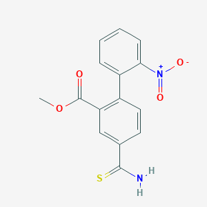 molecular formula C15H12N2O4S B8374259 2'-Nitro-4-thiocarbamoyl-biphenyl-2-carboxylic acid methyl ester 