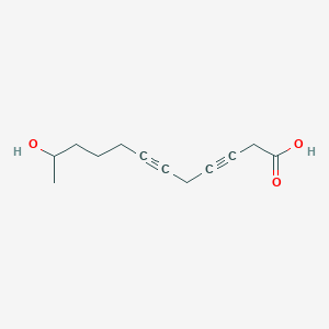 molecular formula C12H16O3 B8374376 11-Hydroxy-3,6-dodecadiynoic acid 