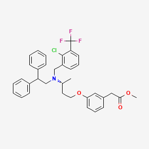 molecular formula C35H35ClF3NO3 B8374414 (R)-2-(3-{3-[[2-chloro-3-(trifluoromethyl)benzyl](2,2-diphenylethyl)amino]-3-methyl-propoxy}-phenyl)acetic acid methyl ester 