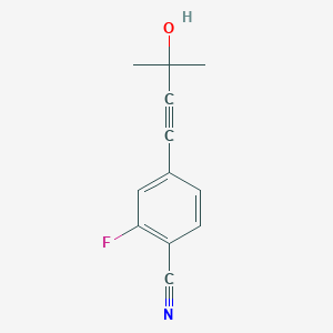 molecular formula C12H10FNO B8374502 2-Fluoro-4-(3-hydroxy-3-methyl-but-1-ynyl)-benzonitrile CAS No. 849934-96-9