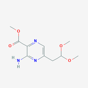 molecular formula C10H15N3O4 B8374533 3-Amino-5-(2,2-dimethoxy-ethyl)-pyrazine-2-carboxylic acid methyl ester 