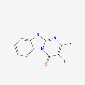 molecular formula C12H10IN3O B8374562 3-Iodo-2,10-dimethylpyrimido[1,2-a]benzimidazol-4(10h)-one 