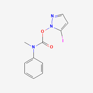 molecular formula C11H10IN3O2 B8374600 Methyl-phenyl-carbamic Acid 5-iodo-pyrazol-1-yl Ester 