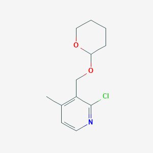 molecular formula C12H16ClNO2 B8374668 2-Chloro-4-methyl-3-(tetrahydro-pyran-2-yloxymethyl)-pyridine CAS No. 1064678-24-5