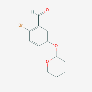molecular formula C12H13BrO3 B8374687 2-bromo-5-(tetrahydro-2H-pyran-2-yloxy)benzaldehyde 