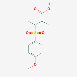 molecular formula C12H16O5S B8374723 Methyl 3-[(4-methoxyphenyl)sulfonyl]-butanoic acid 