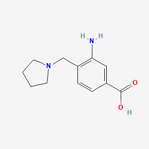 molecular formula C12H16N2O2 B8374749 3-Amino-4-(1-pyrrolidinylmethyl)benzoic acid 