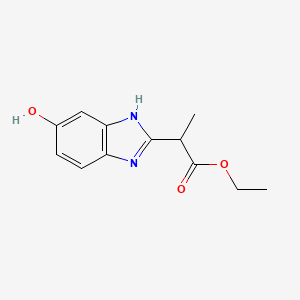 molecular formula C12H14N2O3 B8374875 ethyl 2-(5-hydroxy-1H-benzoimidazol-2-yl)propionate 