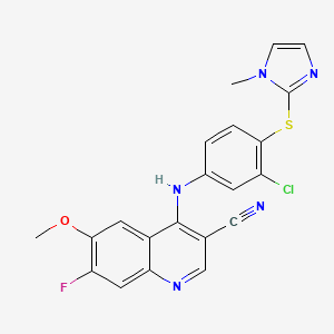 4-[3-chloro-4-(1-methyl-1H-imidazole-2-ylsulfanyl)-phenylamino]-7-fluoro-6-methoxyquinoline-3-carbonitrile