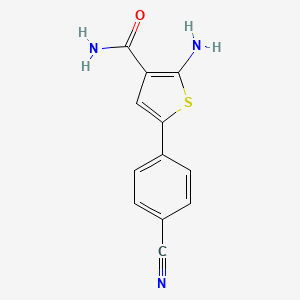 molecular formula C12H9N3OS B8374967 2-Amino-5-(4-cyanophenyl)-3-thiophenecarboxamide 