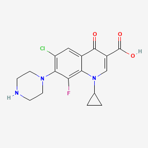 molecular formula C17H17ClFN3O3 B8374987 6-Chloro-1-cyclopropyl-8-fluoro-1,4-dihydro-4-oxo-7-(1-piperazinyl)-3-quinolinecarboxylic acid 