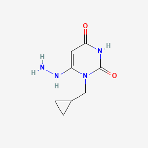 molecular formula C8H12N4O2 B8375016 1-cyclopropylmethyl-6-hydrazinopyrimidine-2,4[1H,3H]dione 