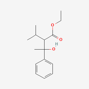 molecular formula C15H22O3 B8375018 Ethyl 2-Isopropyl-3-hydroxy-3-methyl-3-phenylpropionate CAS No. 84676-34-6
