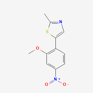 molecular formula C11H10N2O3S B8375108 5-(2-Methoxy-4-nitro-phenyl)-2-methyl-thiazole 