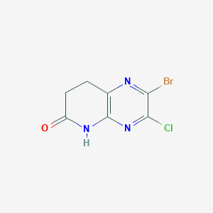 molecular formula C7H5BrClN3O B8375130 2-bromo-3-chloro-7,8-dihydropyrido[2,3-b]pyrazin-6(5H)-one 